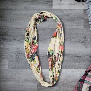 Womens yellow and patterned floral infinity scarf